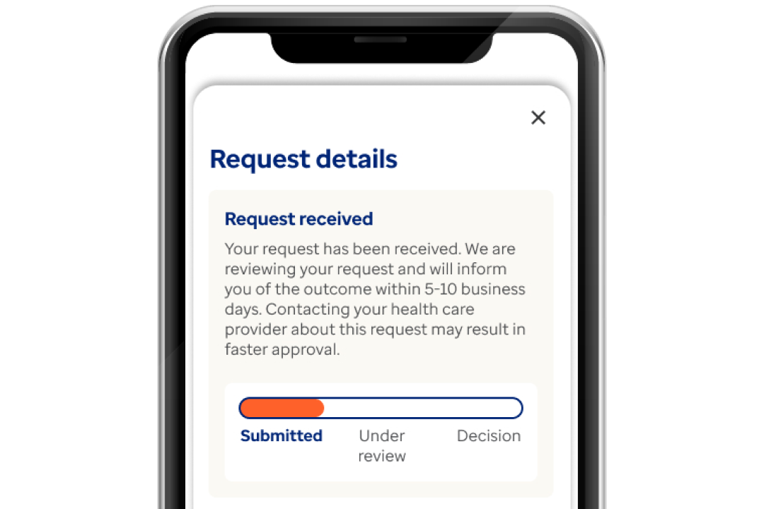 phone screen with status tracker example on the Optum Rx app